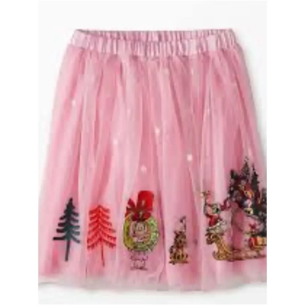Hanna Andersson Grinch Pink Tulle Appliqué Skirt Sz 120cm